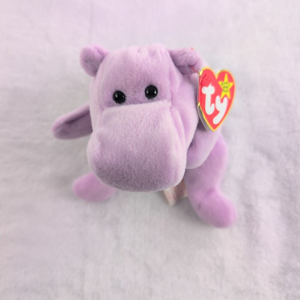 Vintage Happy Hippo Ty Beanie Baby Plush Retired 1993/94 Tags Rare Lavender